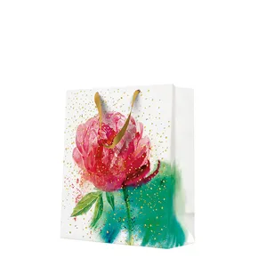 Geschenktasche horizontal - Peony Watercolor 33,5x13x26,5 cm